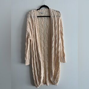 American Eagle Outfitters Cream Open-Knit Cardigan